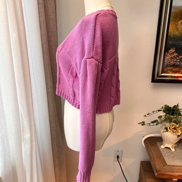 Lilac Cropped Cardigan and Tube Top Knit Two-Piece Set - Picture 3 of 7